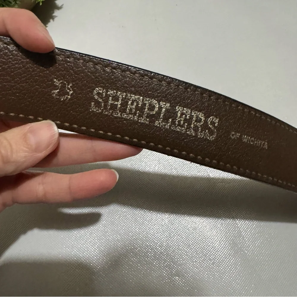 Vintage Sheplers‎ Brown Genuine Leather Belt Mens Size 32 Western Rodeo Festival